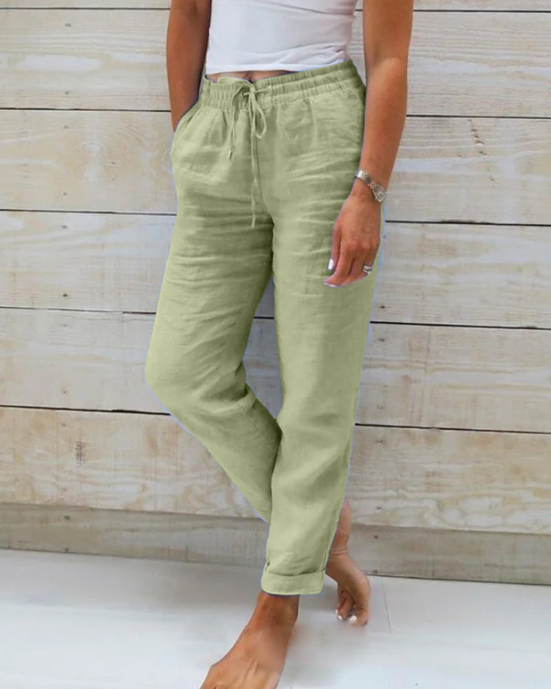 Allison - Pantalones de vestir a medida en lino y algodón de lujo