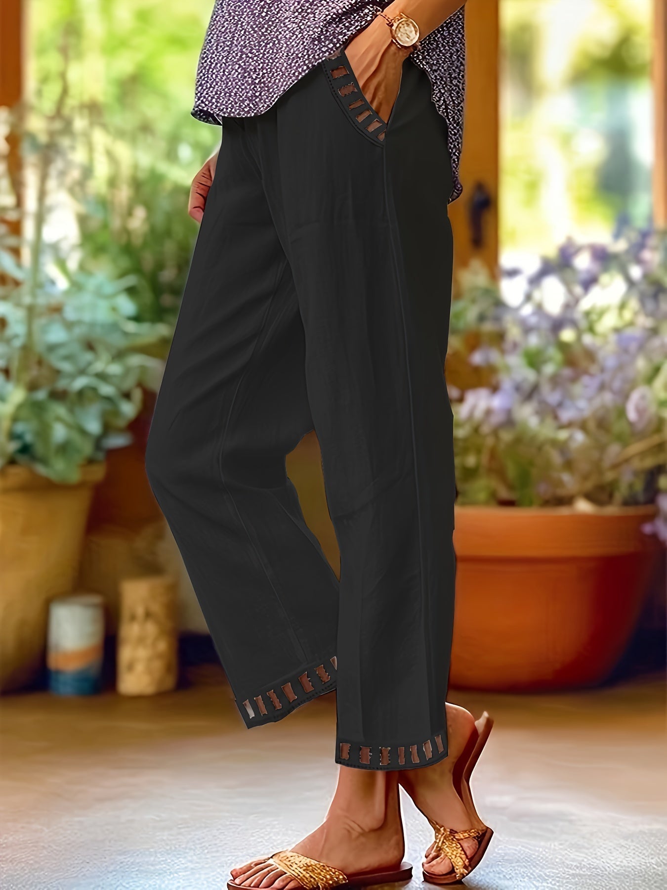 Wren – Pantalones cropped de corte relajado con detalles en contraste