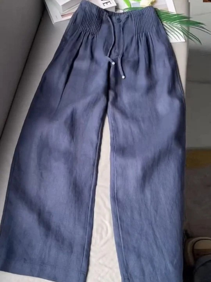 Camille | Pantalones holgados en mezcla de algodón y lino