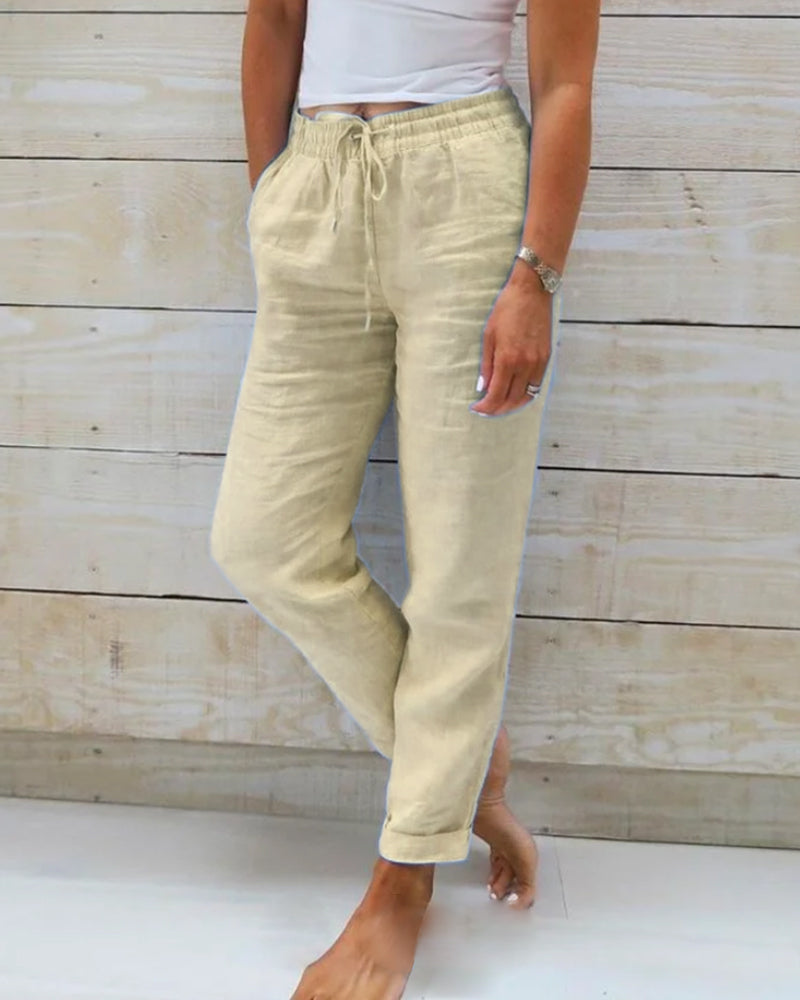 Allison - Pantalones de vestir a medida en lino y algodón de lujo