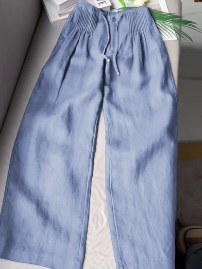 Camille | Pantalones holgados en mezcla de algodón y lino