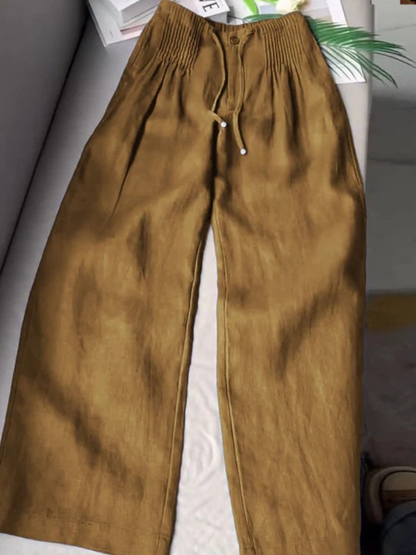 Camille | Pantalones holgados en mezcla de algodón y lino