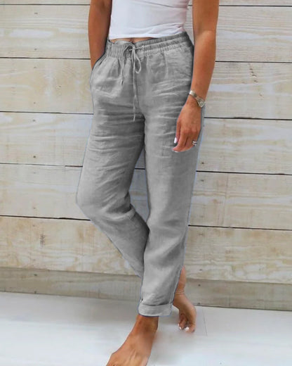 Allison - Pantalones de vestir a medida en lino y algodón de lujo
