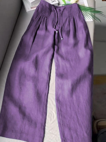 Camille | Pantalones holgados en mezcla de algodón y lino