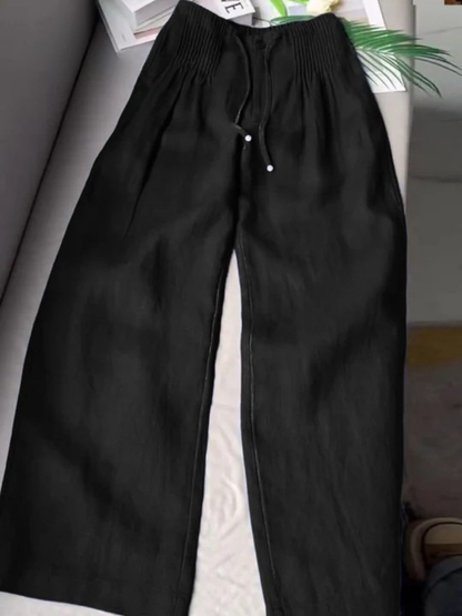 Camille | Pantalones holgados en mezcla de algodón y lino