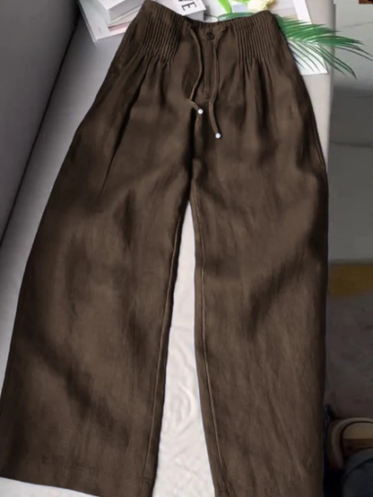 Camille | Pantalones holgados en mezcla de algodón y lino