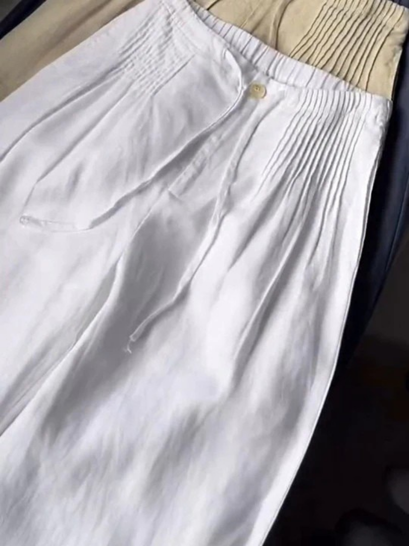 Camille | Pantalones holgados en mezcla de algodón y lino