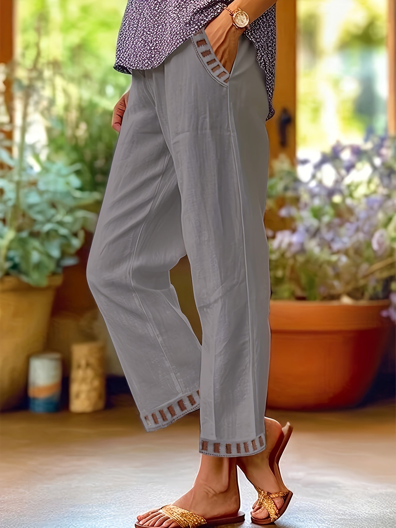 Wren – Pantalones cropped de corte relajado con detalles en contraste