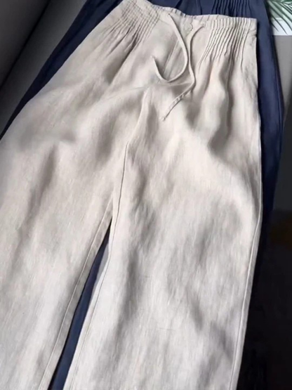 Camille | Pantalones holgados en mezcla de algodón y lino