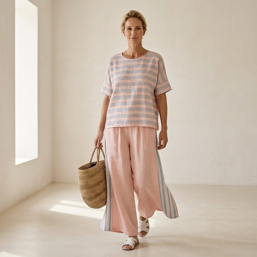 Flaminia - azul elegante, pantalones suaves de corte refinado