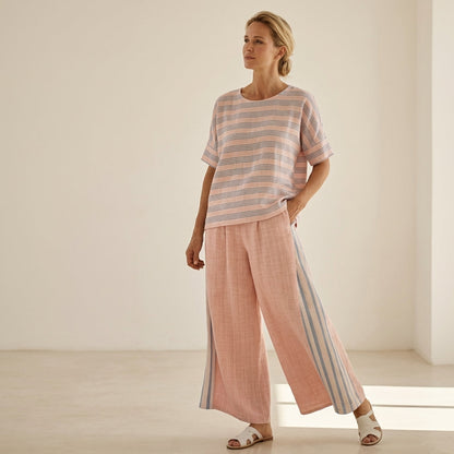 Flaminia - azul elegante, pantalones suaves de corte refinado