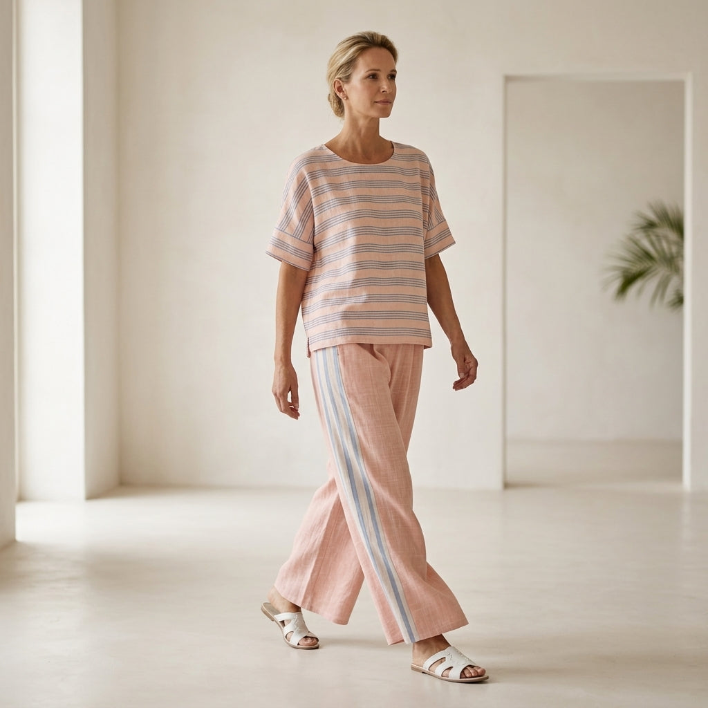 Flaminia - azul elegante, pantalones suaves de corte refinado