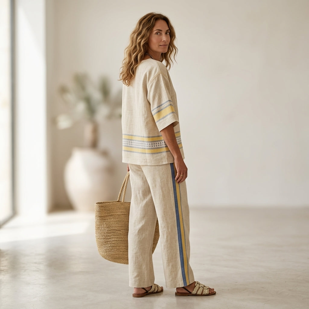 Marcella - Pantalones de lino amarillo, estilo fresco y elegante