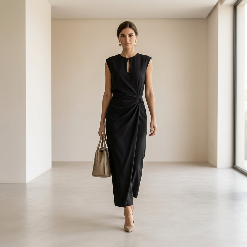Vestido Elegante Celeste Aura™ – Silueta Sofisticada
