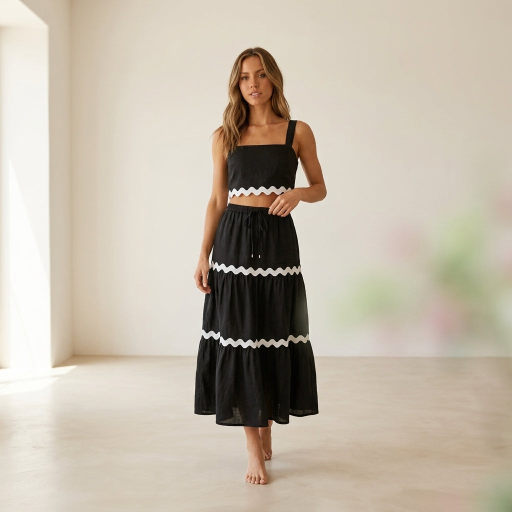 Conjunto Riviera™ Falda Midi + Top Ondas