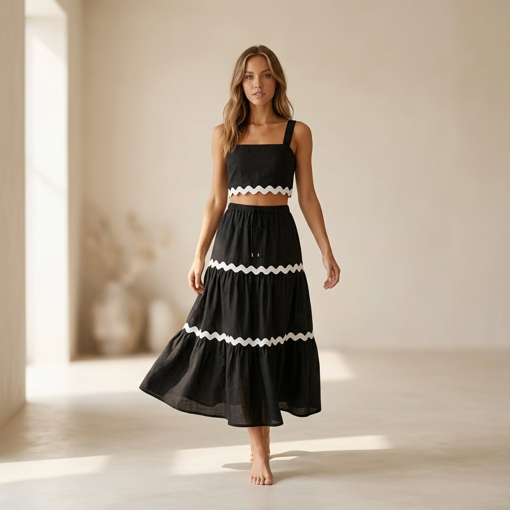 Conjunto Riviera™ Falda Midi + Top Ondas