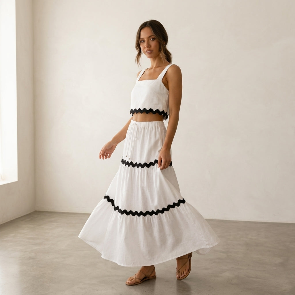 Conjunto Riviera™ Falda Midi + Top Ondas