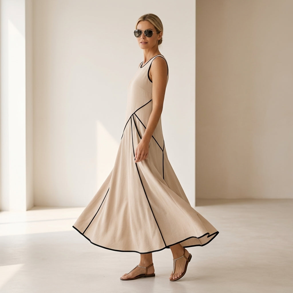 Dalia Atelier™ Vestido elegante de rayas