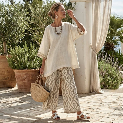 Ilaria – Top sofisticado y pantalones casual, look elegante y cómodo