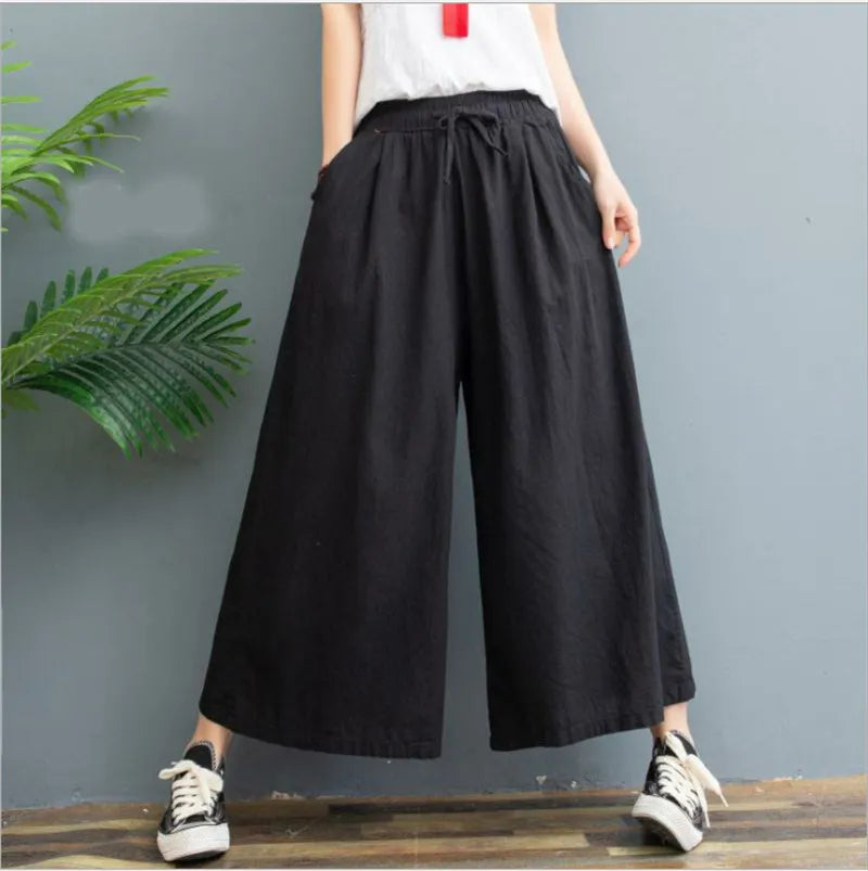 AMELINA – PANTALONES DE LINO PLISADO CON AJUSTE CÓMODO