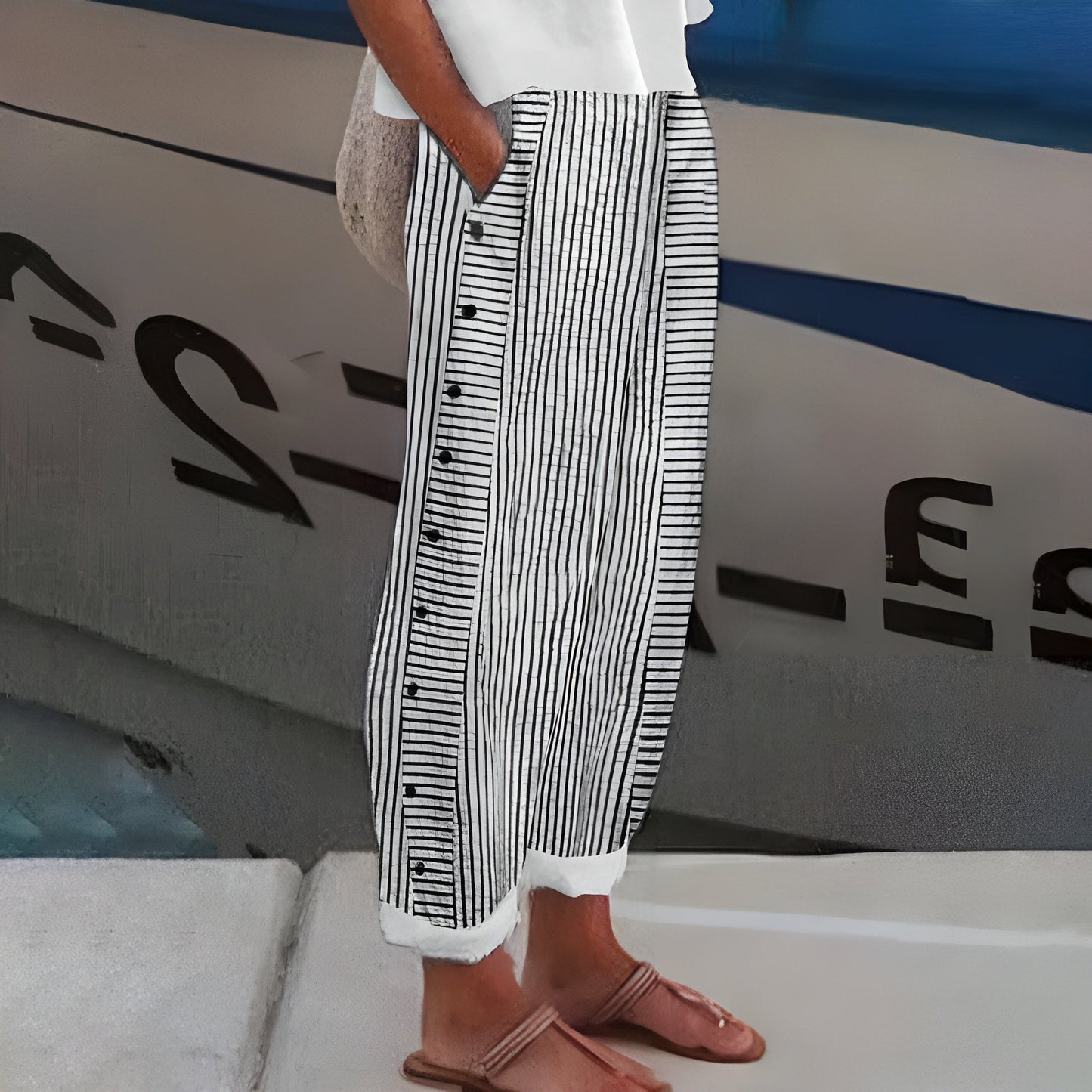 Dagny | Pantalones de verano a rayas elegantes
