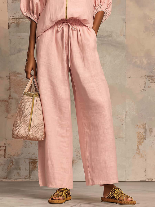 Léonie | Conjunto Elegante de Dos Piezas en Algodón y Lino